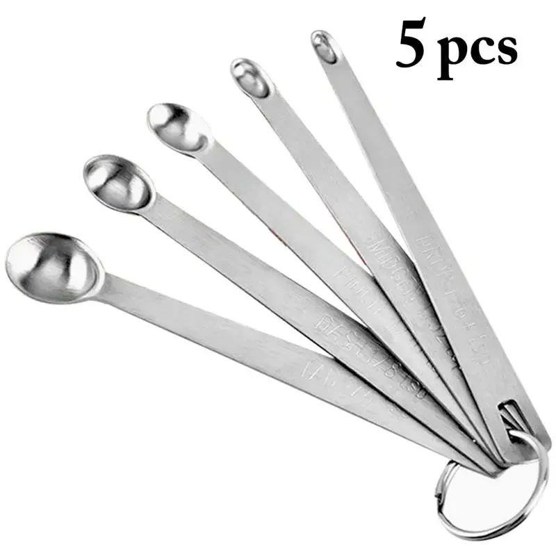 5pcs/Set Small Measuring Spoon Stainless Steel Coffee Measuring Spoons Tea Seasoning Multiple Size Spoon Kitchen Tools Cozinha