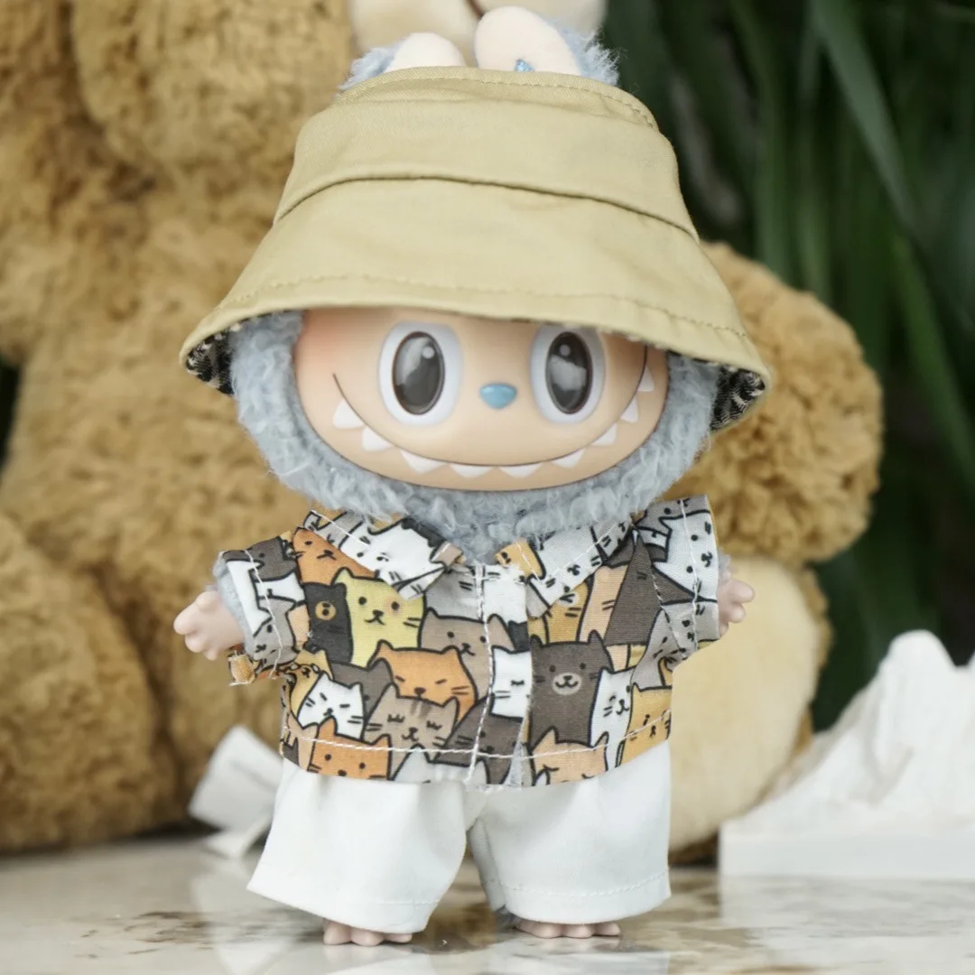 ل 15/17 سنتيمتر Labubu دمية الريف الياباني القط الزي Kawaii تغيير الملابس دمية التبعي