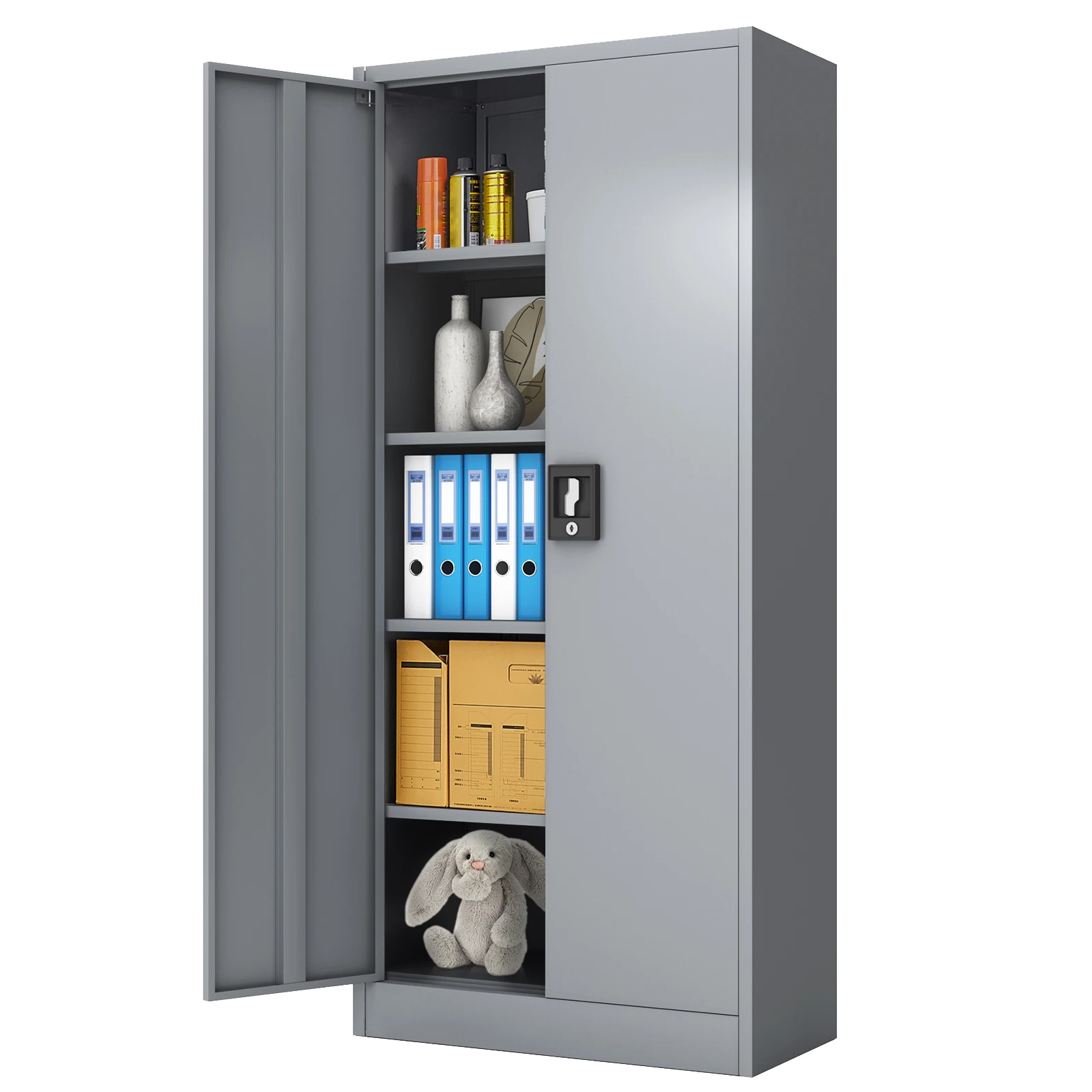 

2 Door Metal Cabinet Modern Grey Customized File Locking Steel Storage For Home Office Warehouse Garage School