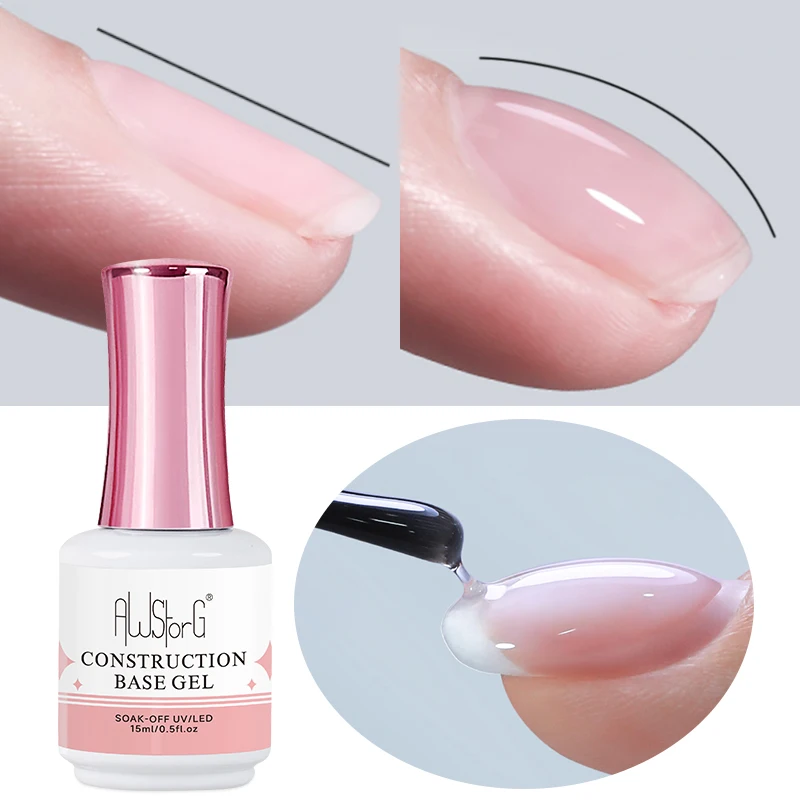

AWStorG Construction Base Gel 15ml Builder Nail Gel In A Bottle Semi Permanent Thick Rubber Base Gel Extension Nails Art