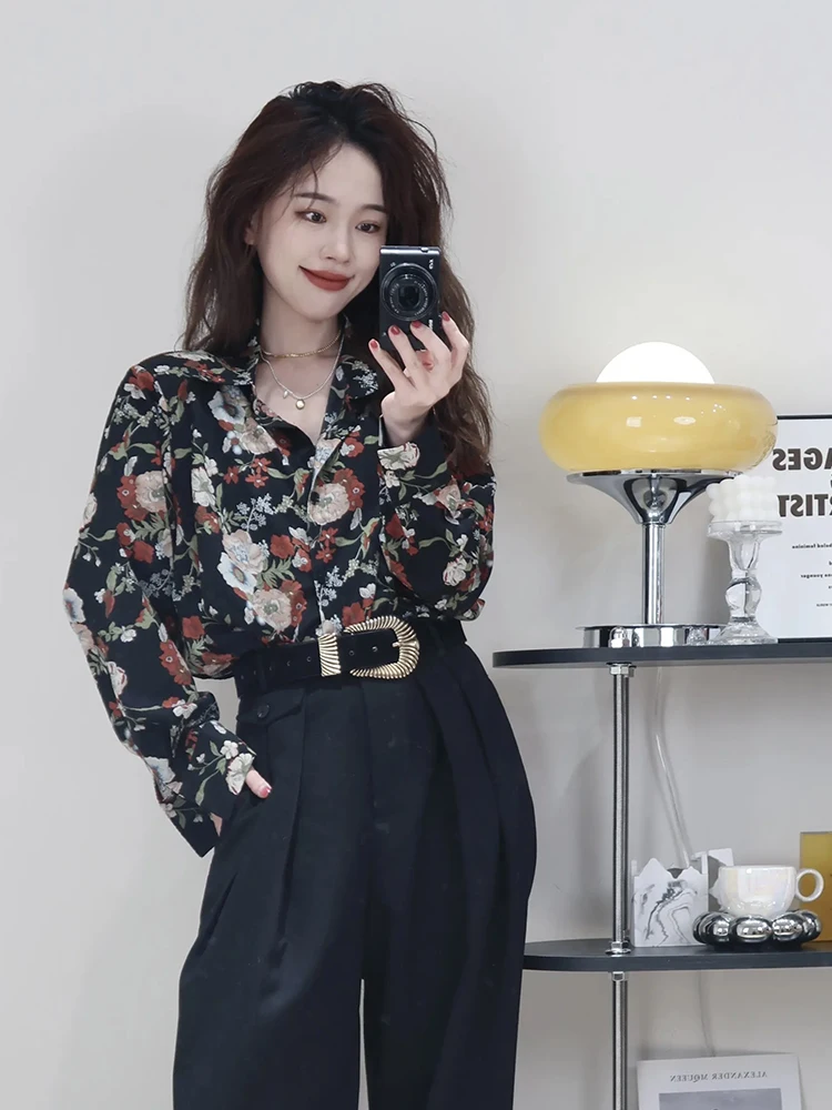 

Весенний модный комплект из двух предметов в гонконгском стиле: элегантные повседневные брюки и цветочная блузка для молодых женщин 8-25 лет