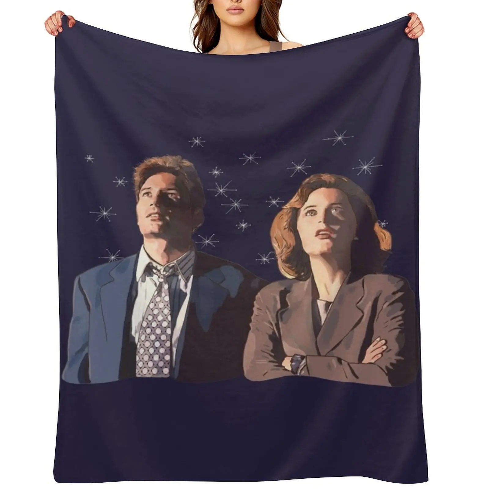the X files deep throat Fox Mulder and Dana Scully Throw Blanket Multi-Purpose warm for winter Hairys Stuffeds Blankets