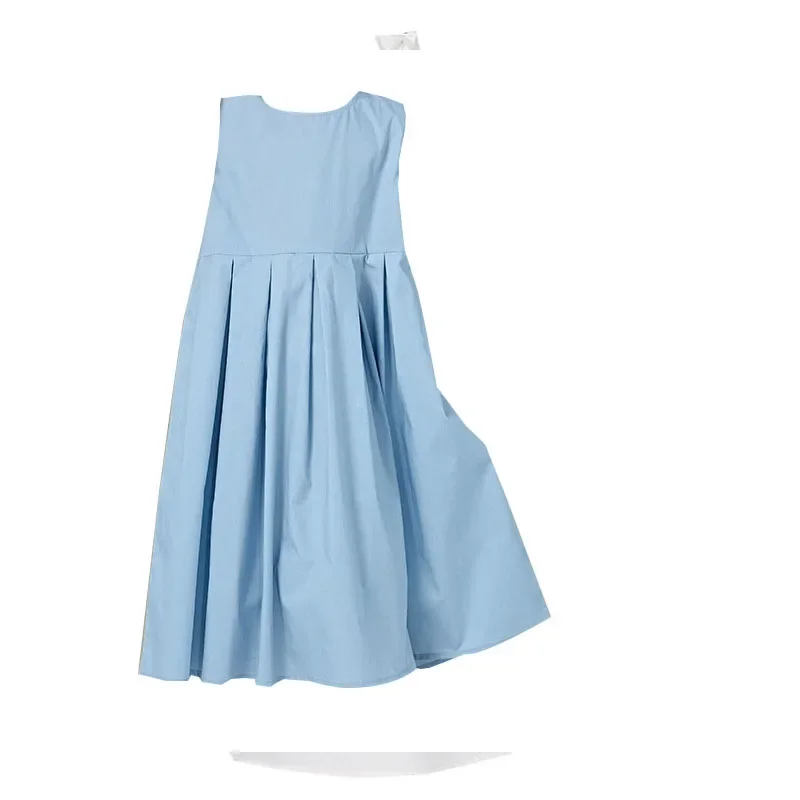 

Girls White Dress Big Girls Party Dress Sleeveless Midi Long Girls' Dresses Summer Teens Clothing New 2025 Blue Beige Pink