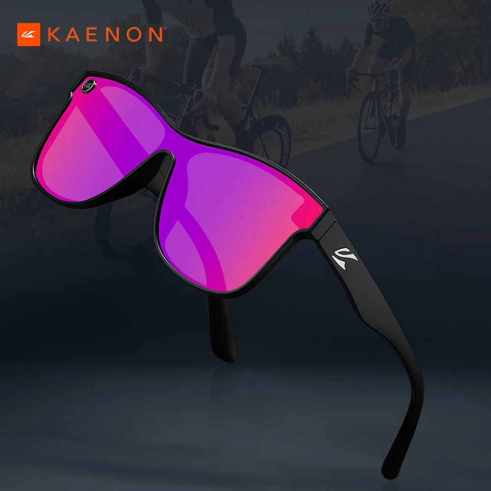 KAENON New One-piece Shape Men Sunglasses Polarized TR90 Trendy Colorful Sun Glasses Women Suitable UV Protective Goggles Cat.3