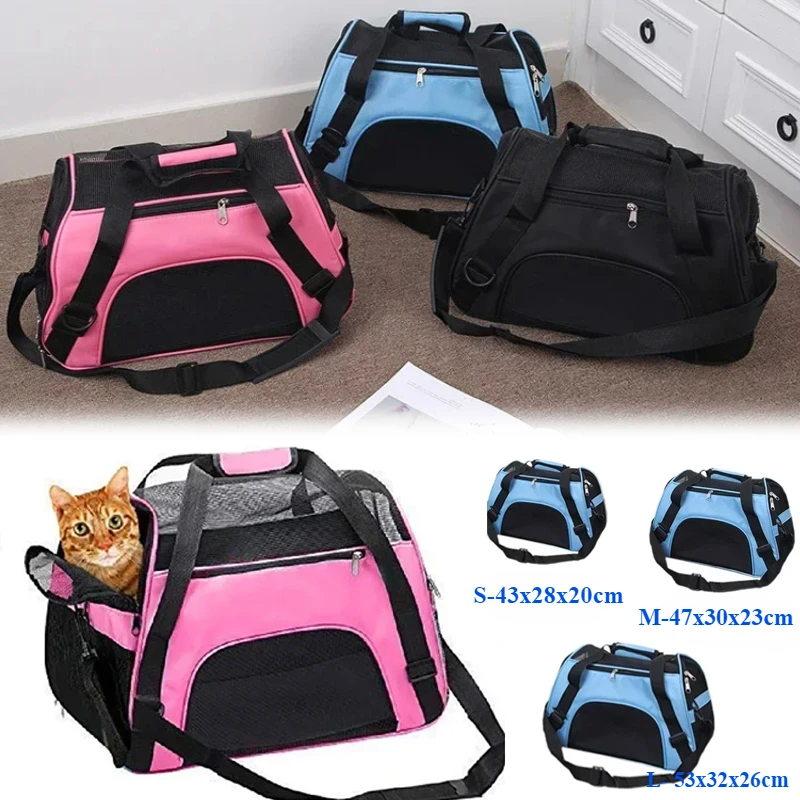 

Cat Dog Carrier Soft-Sided Pet Travel Carrier Mesh Breathable Carrier Bags Foldable Cat Handbag Travel Pet Bag Transport Pet Bag