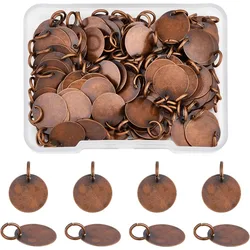 100pcs Brass Stamping Blank Tag Pendants Charms Flat Round Metal Bronze Dangle Charms for Bracelet Necklace Jewelry Making