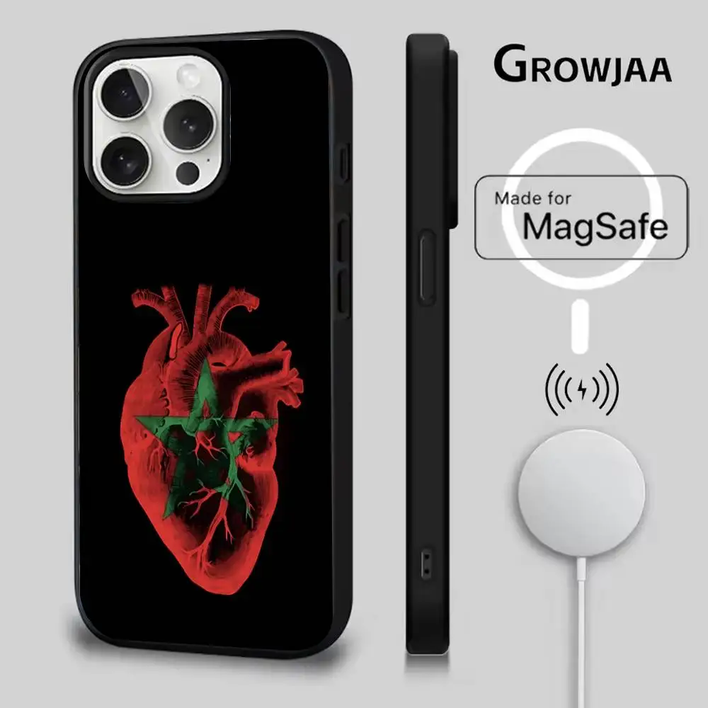 Morocco Flag Phone Case For iPhone 17,16,15,14,13,12,11,Pro,Max,Plus,Mini,SE4,E Magnetic Magsafe Wireless Charging