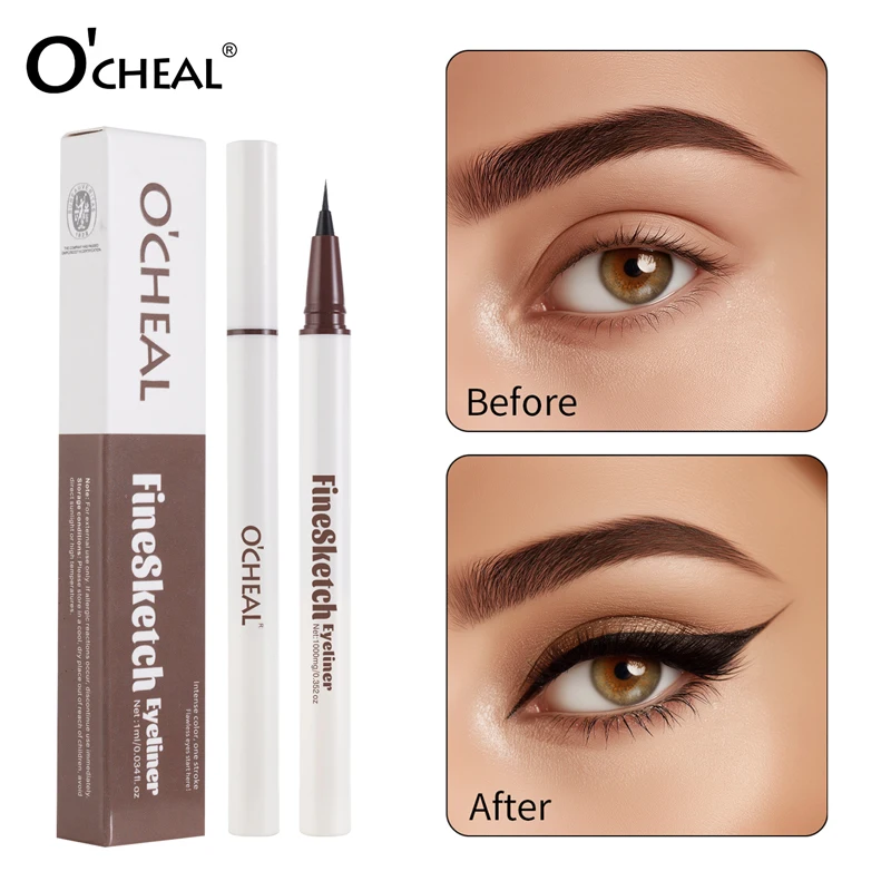 Eyeliner pen, waterproof, sweatproof, no smudging, no makeup transfer, fine tip for beginners, ideal for novices