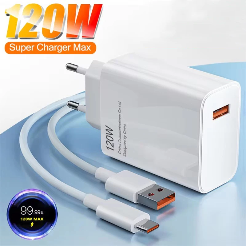 Zestaw przewodu do szybkiego ładowania Xiaomi 120 W do Mi Redmi Note 14 13 12T POCO X4 Adapter szybkiego ładowania US/EU/UK