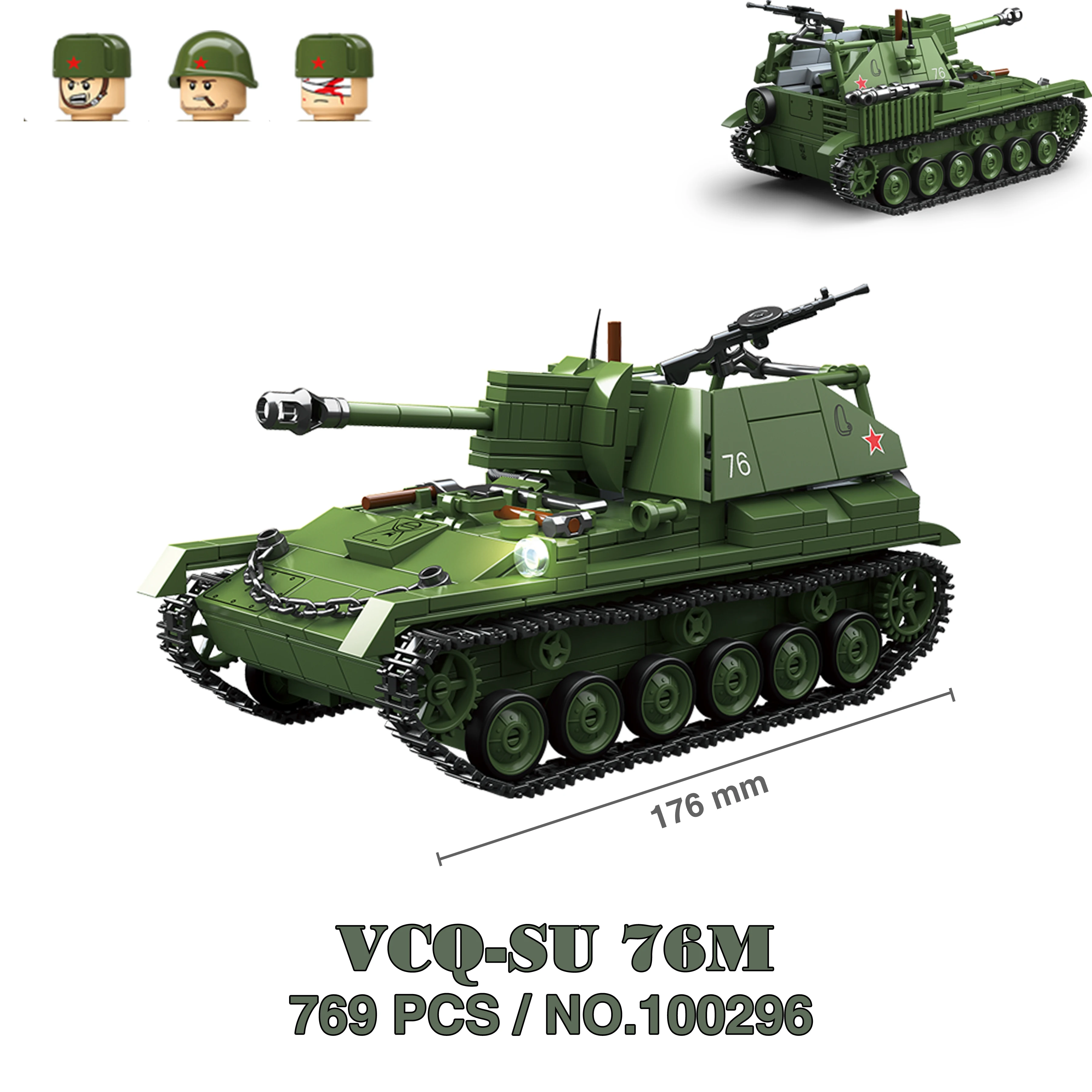 Militärpanzer Stuart SdKfz251 Panzer VI Sherman US Army Quan Guan WW2 Soldatenfigur Modellbausatz Bausteine Kinder Spielzeug – Detail 14