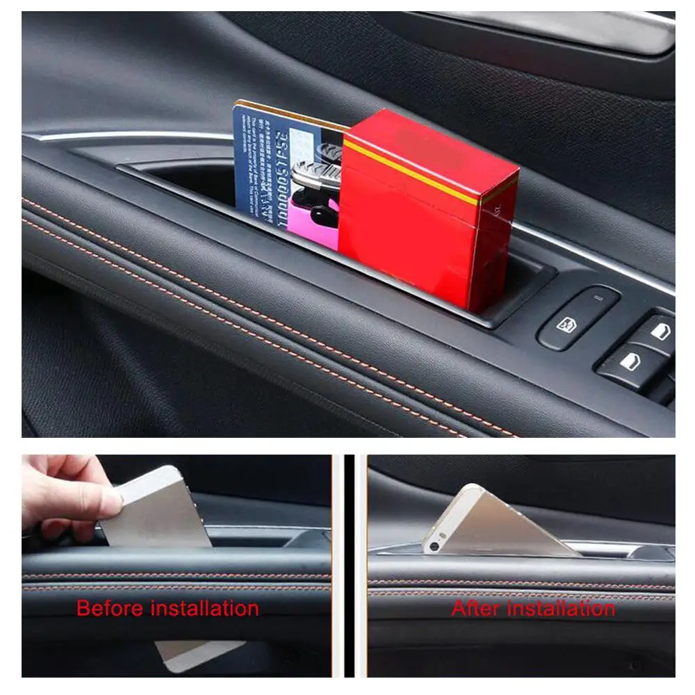 Car Front Inside Door Storage For Peugeot 3008 3008GT 2016 2017 2018 Pallet Armrest Container Box Cover Interior Accessories  ﻿