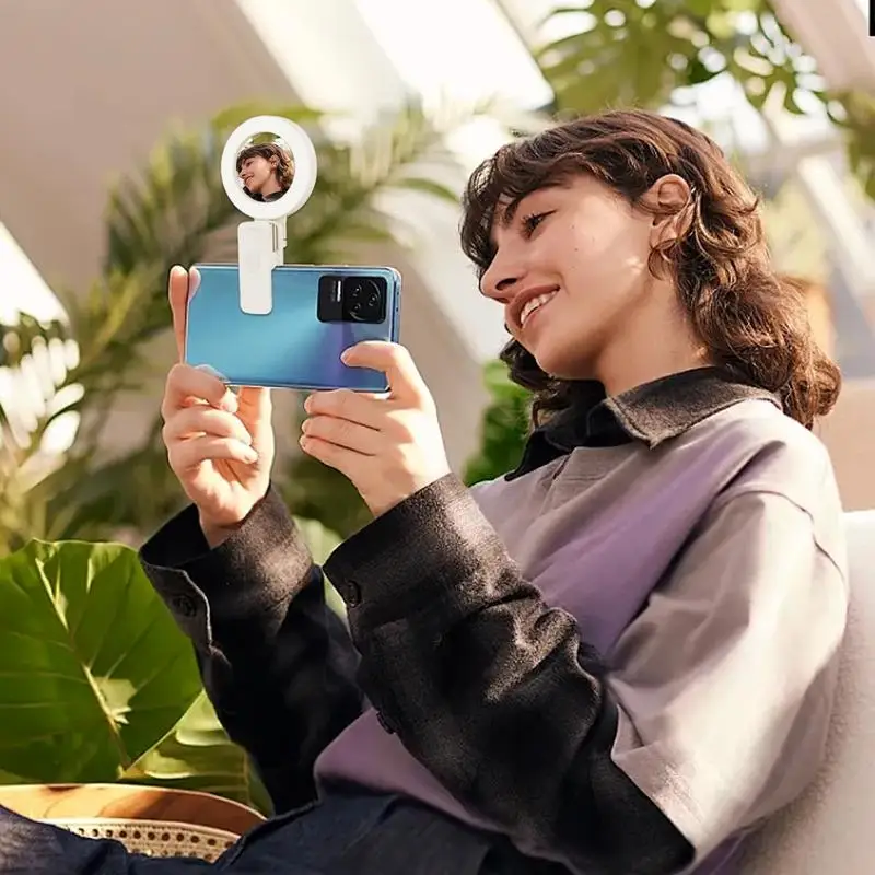 مصباح حلقي قابل للدوران مع مرآة سيلفي ، قابل لإعادة الشحن ، محمول ، صورة سيلفي ، مؤتمرات فيديو ، هاتف ، درجة