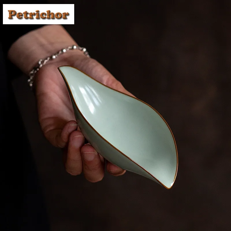 Azure Ru Kiln Tea Scoop Ancient Tea Infuser Spoons Chahe Shovel Household Appreciation Ladle Tea Ceremony Equipment Decoration