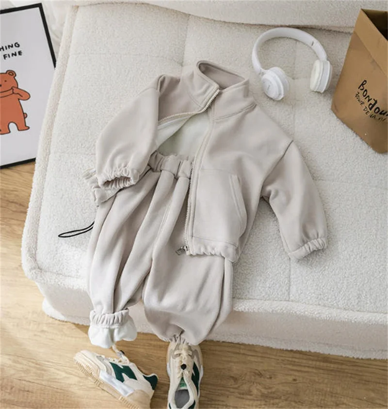 Kids New Winter Suits Boys Girls Thick Keep Warm Top+Pants 2Pc Outfits Children Outdoor Casual Clothing Sets 1-5 Years Old 5