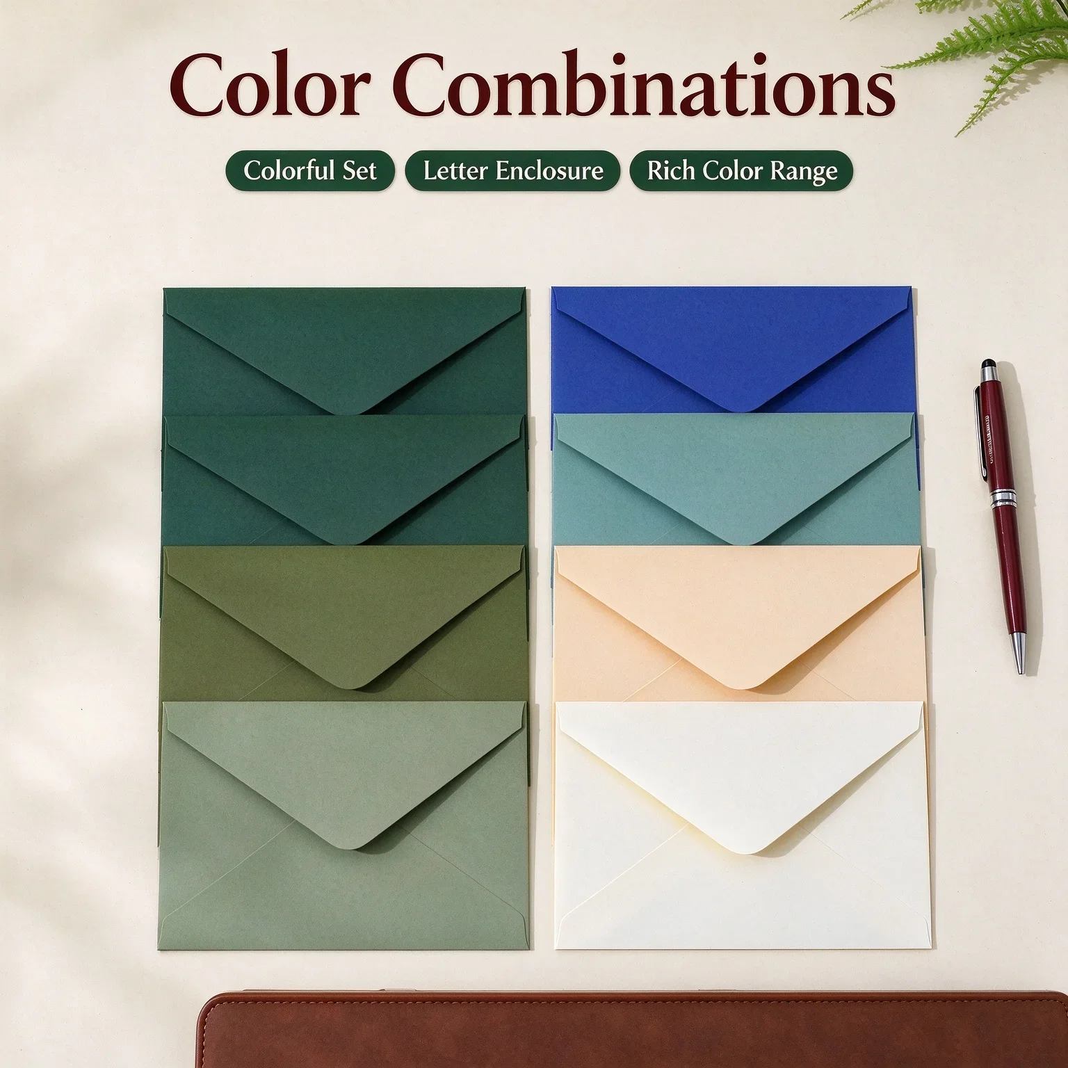 20PCS Colored Velvet Special Paper Colored European Saliva Glue Envelope Green High-end Invitation Envelope