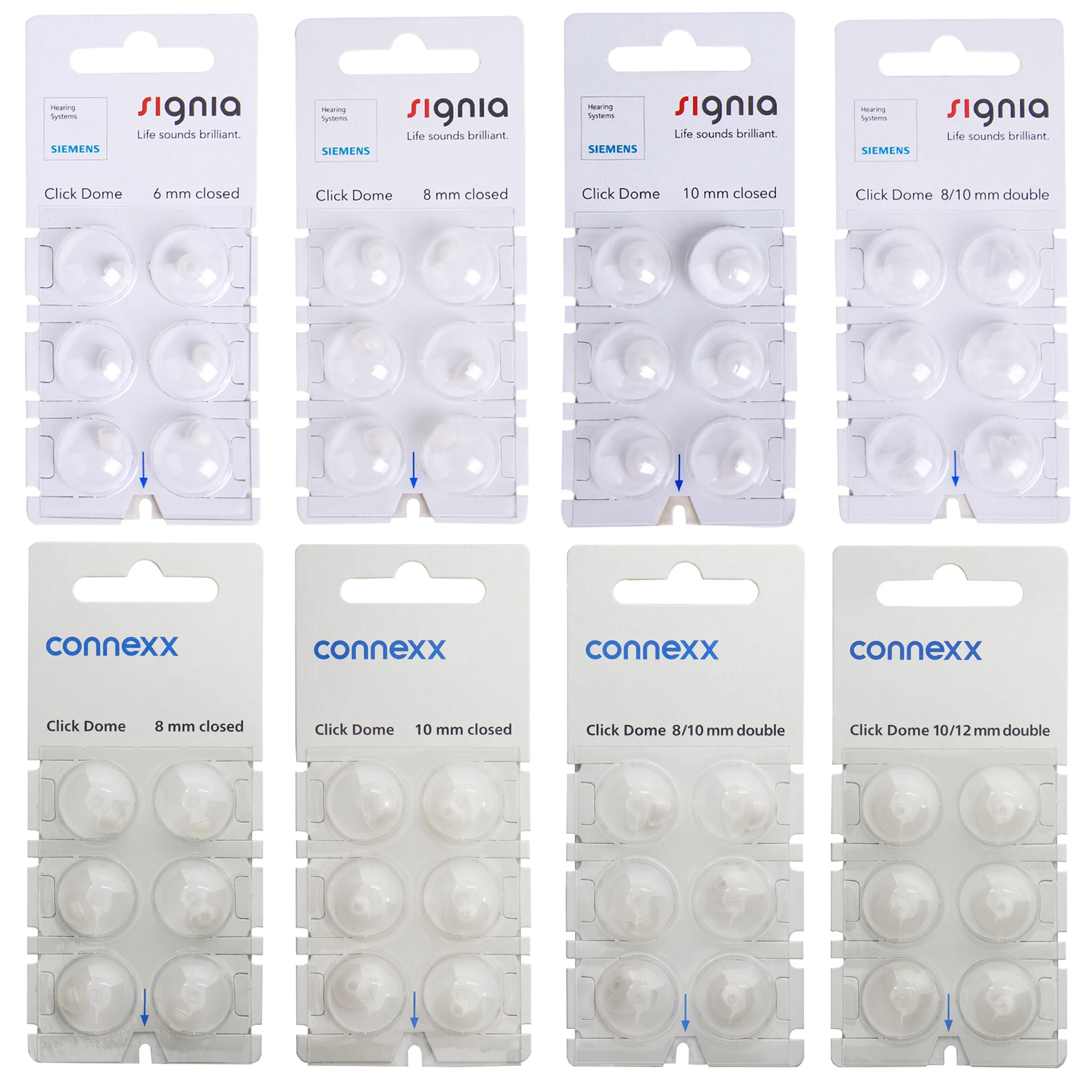 6Pieces Signia Click Connexx Sleeve Original Silicone Ear domes ,for Siemens Signia Rexton CIC ITC and RIC Model Hering Aids