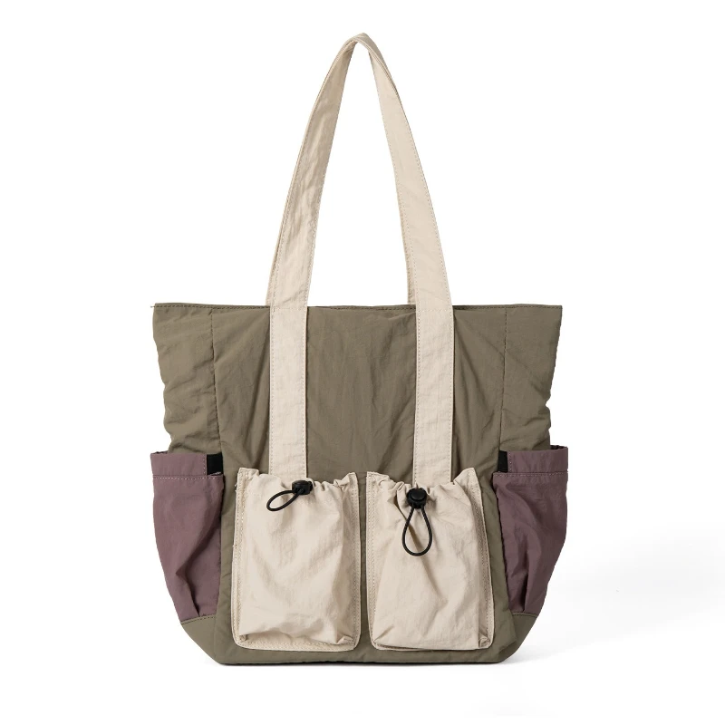 

Casual String Multi-Pockets Shoulder Bag Large Women Travel Fashionable Commuter Bag Japanese Simple Casual Nylon Crossbody Bags