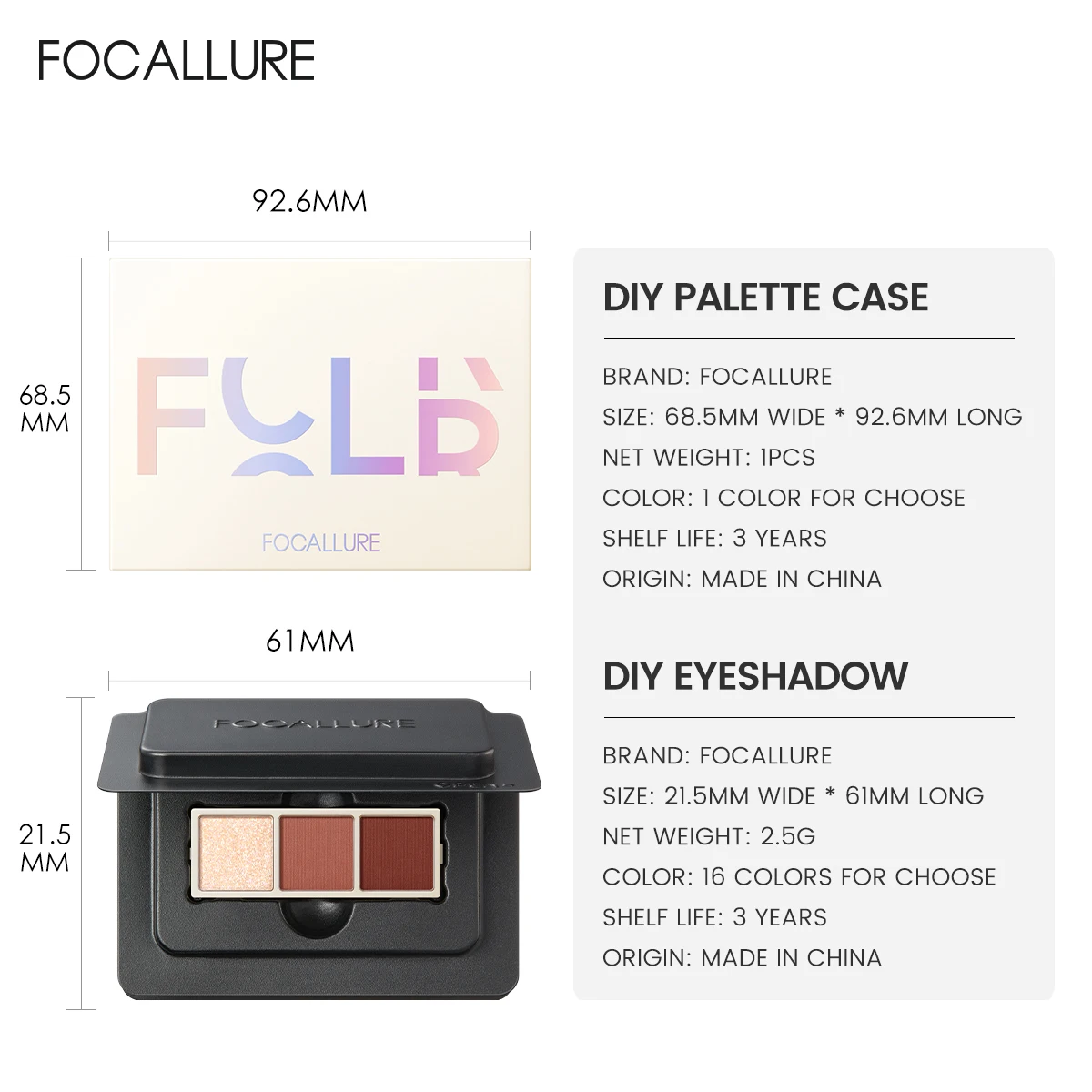 FOCALLURE Matte Eyeshadow Palette Soft Smooth Shiny Long-lasting Glitter High Pigment Eye Shadow Powder Palette Makeup Cosmetics