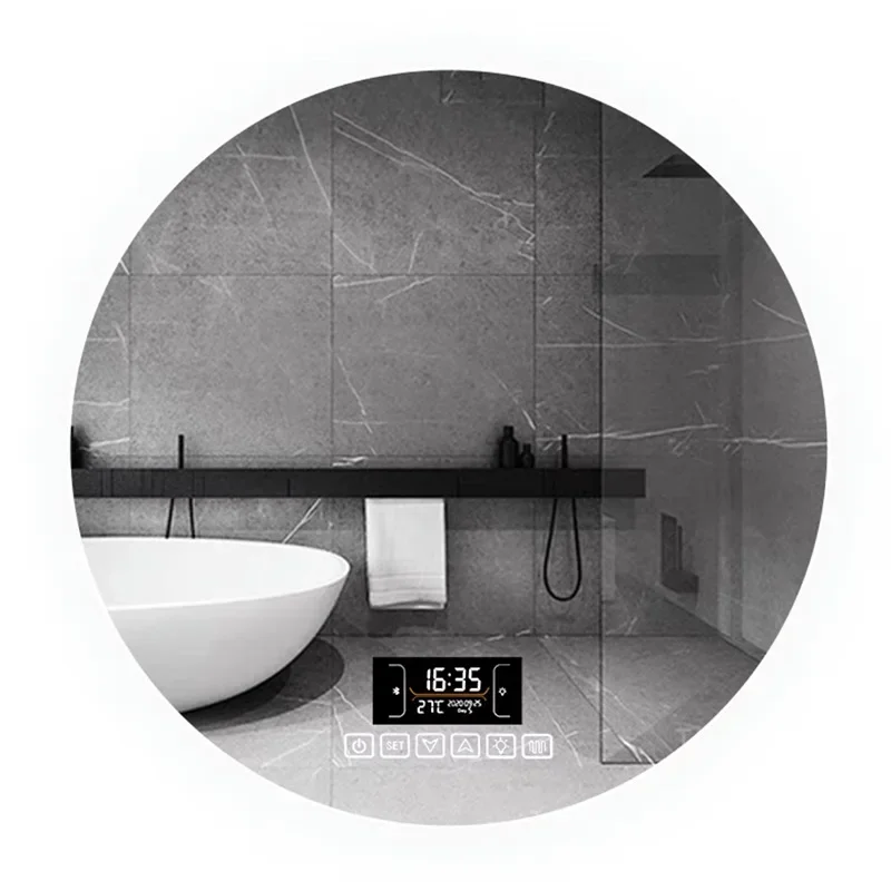 Touch Screen High Definition Anti-fog Luminous Wall-mounted Mirror Round Mirror Wall-mounted Smart Bathroom Mirror LED