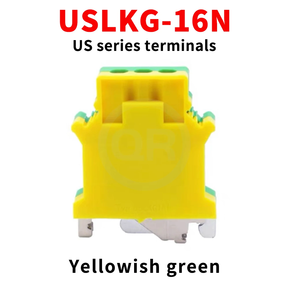 

(10 pcs) USLKG16 Grounding Terminal Block UK16N Terminal Block 16mm² Flame Retardant USLKG-16N