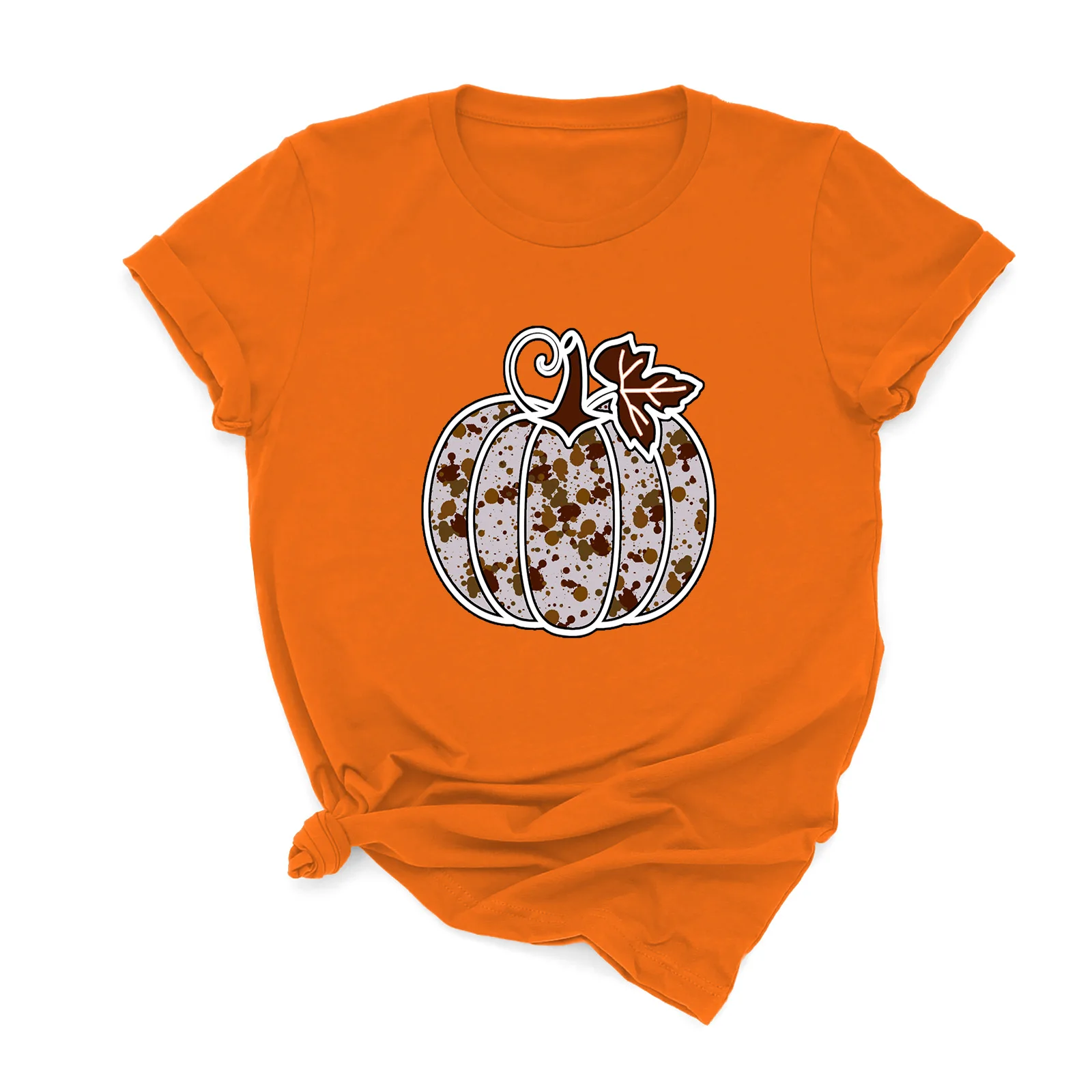 

Zawaland T-shirts for Women Halloween Pumpkin Printed Tops Summer Graphic T-Shirt Halloween Orange Shirts Orange Tees Clothes