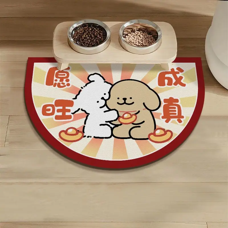 

VIKAMA Summer Cartoon Cute Pet Mat Dog Bowl Mat Easy To Clean Abrasion Resistant Waterproof Dog Food Mat Cat Food Mat