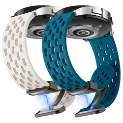20mm 22mm Hole Silicone Magnetic strap for Samsung Galaxy Watch 6 4 classic bracelet for Samsung Watch 5pro Active2 Gear S3 Band