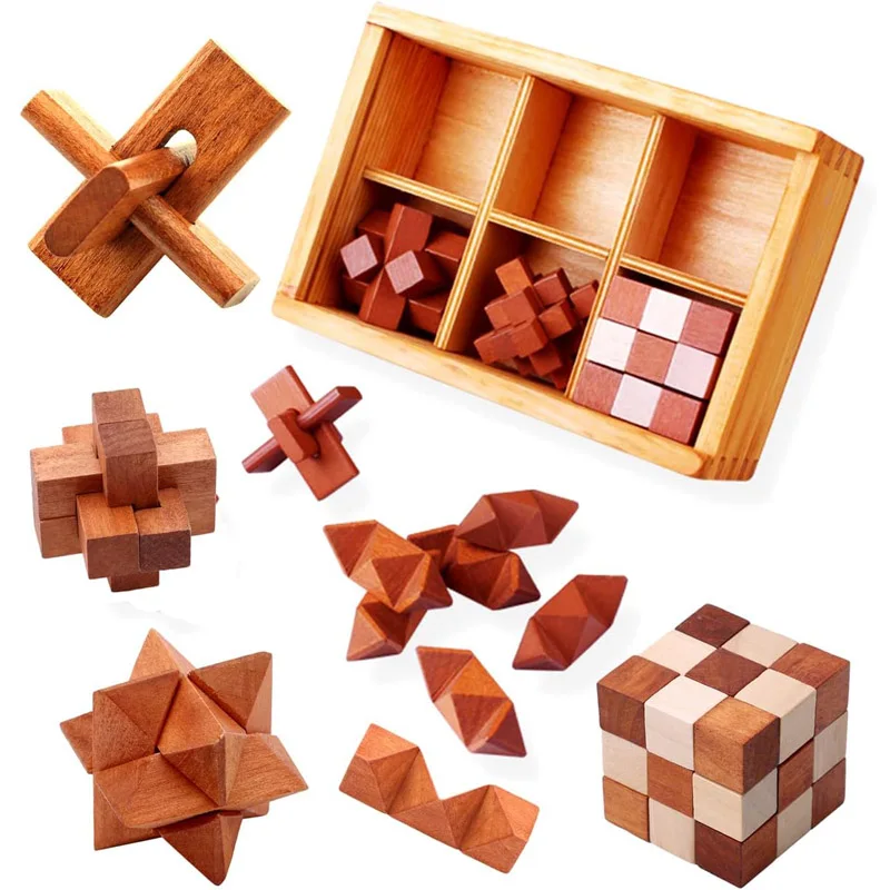 Wooden Luban Lock Puzzle Box Brain Teaser IQ Test Toys Educational Mind Games For Children And Adults Rompecabezas Madera