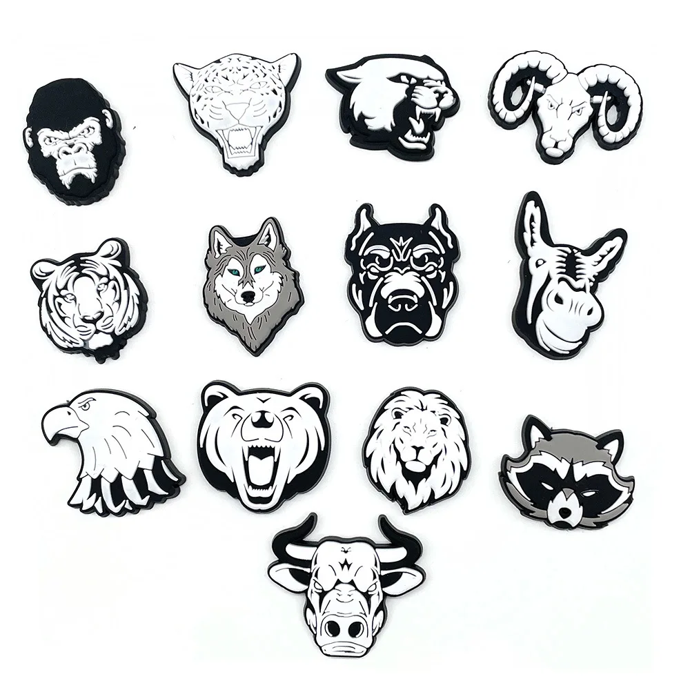 

Shoe Charms Accessories for Crocs Sandals New Black and White Head Series Accessories PVC Shoe Buckles Cute Cartoon Decorations