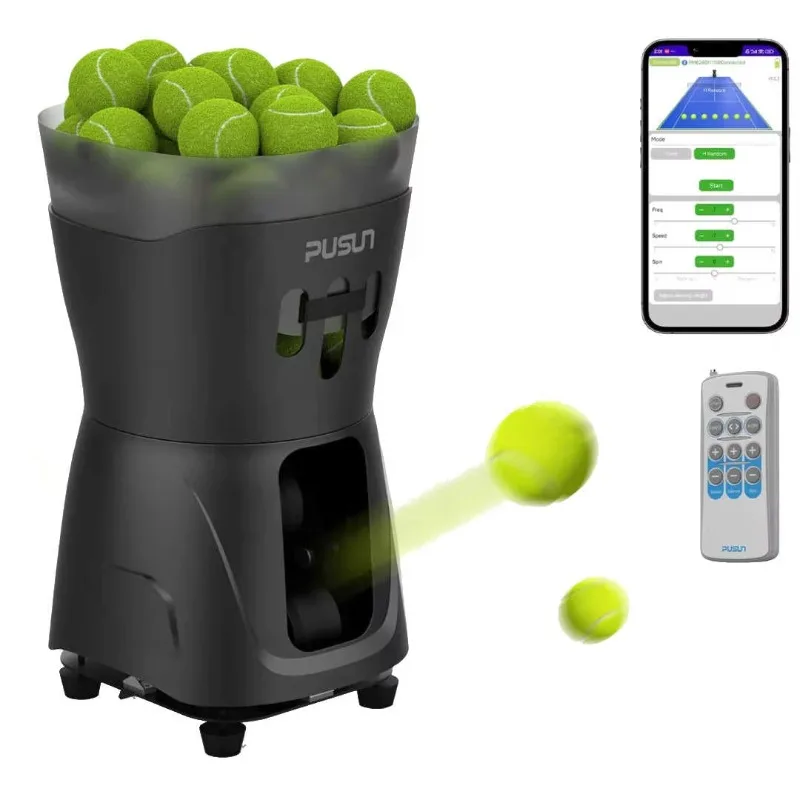 Airo NewChance PT-Mini Pro Portable Smart Tennis Ball Machine with Spinning Random Shot Features 65-Ball Capacity for Home