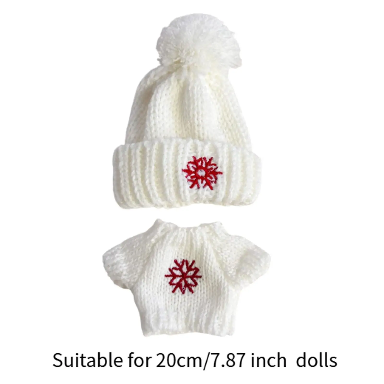 Plush Doll Pullover Top Winter Doll Outfit Set Flexibility Imagination Doll Apparel Snowflake Hat Accessory for 7.87inch Doll