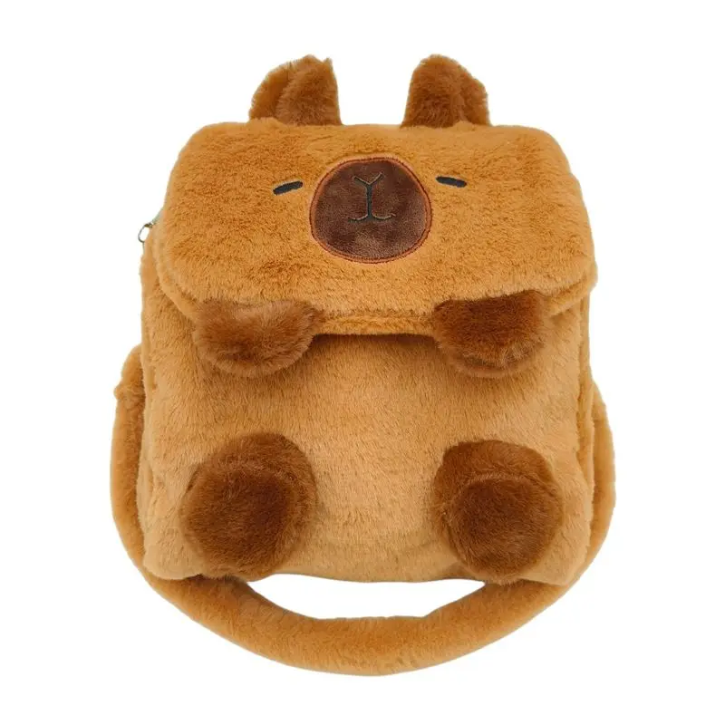 Mochila De felpa Kawaii Capybara de gran capacidad para mujer, bolso escolar de dibujos animados, bolso cruzado, bolso de hombro, monederos