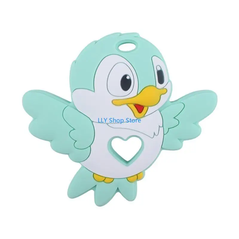 

T8UD силиконовый прорезыватель для зубов с мультяшной птицей, милое животное, грызун, молярная игрушка, цепочка для соски, для и