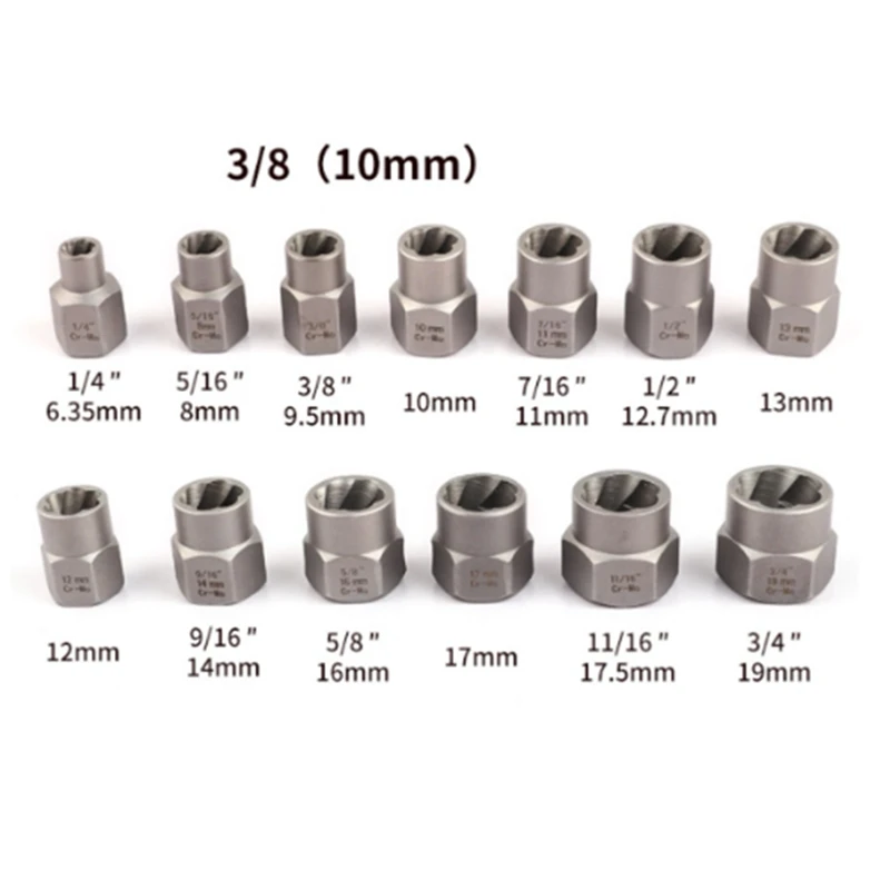 14 Piece Lug 3/8Inch Drive Impact Bolt Nut Extractor Set Black Nut Remover Kit 1/4Inch-3/4Inch Twist Socket Tool Set