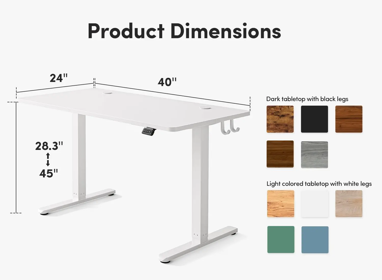 Standing Desk, 40 x 24 Inches Height Adjustable Stand up Desk, Sit Stand Home  Computer Desk, White