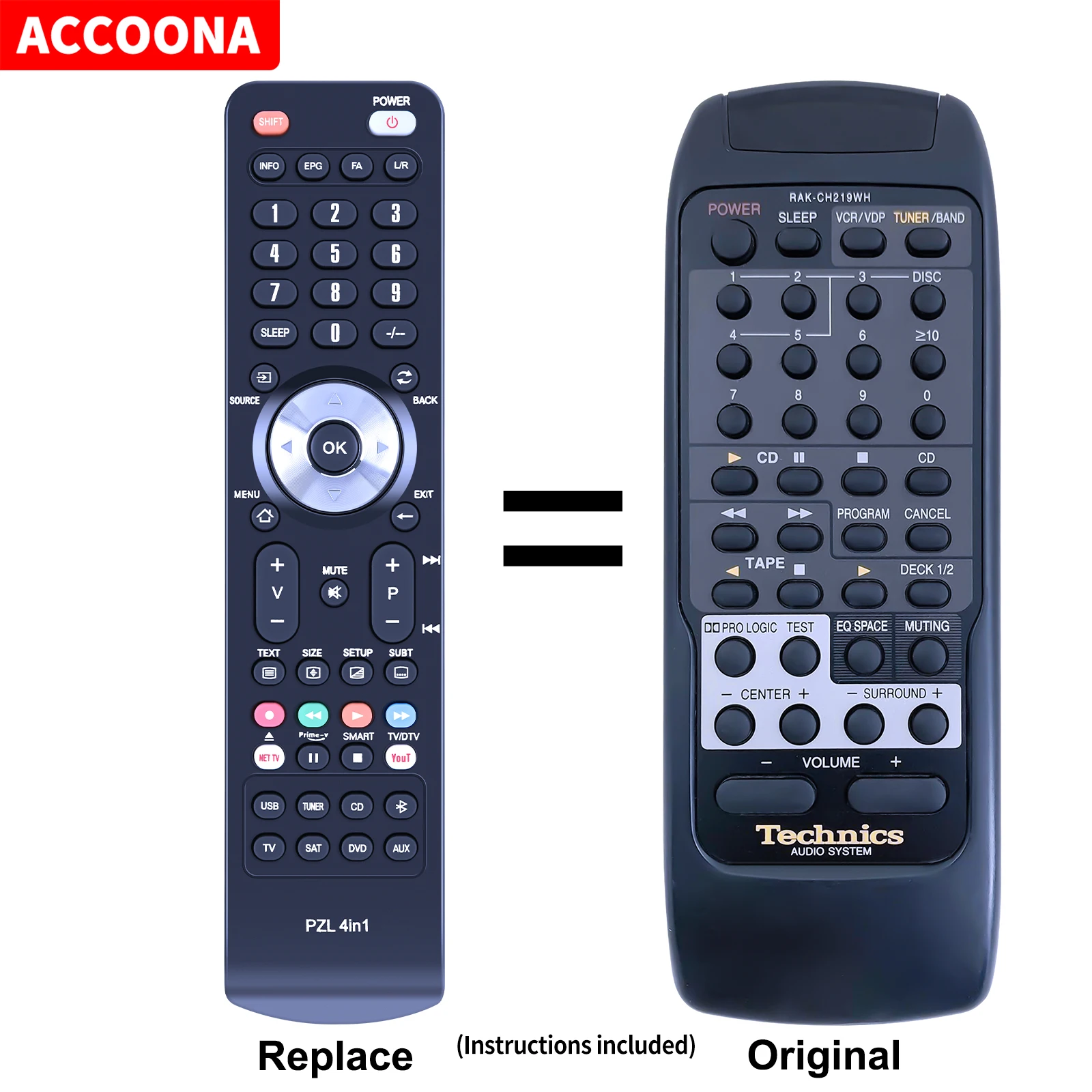 Remote control RAK-CH219WH for Technics SA-EA60 SA-EH60