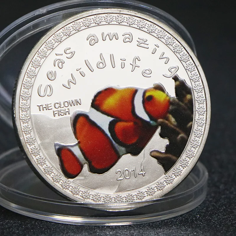 8 Colorful Silver Plated Wildlife Africa Fish Lion Commemorative Coins Collectibles for Collection Gifts Business Beautiful