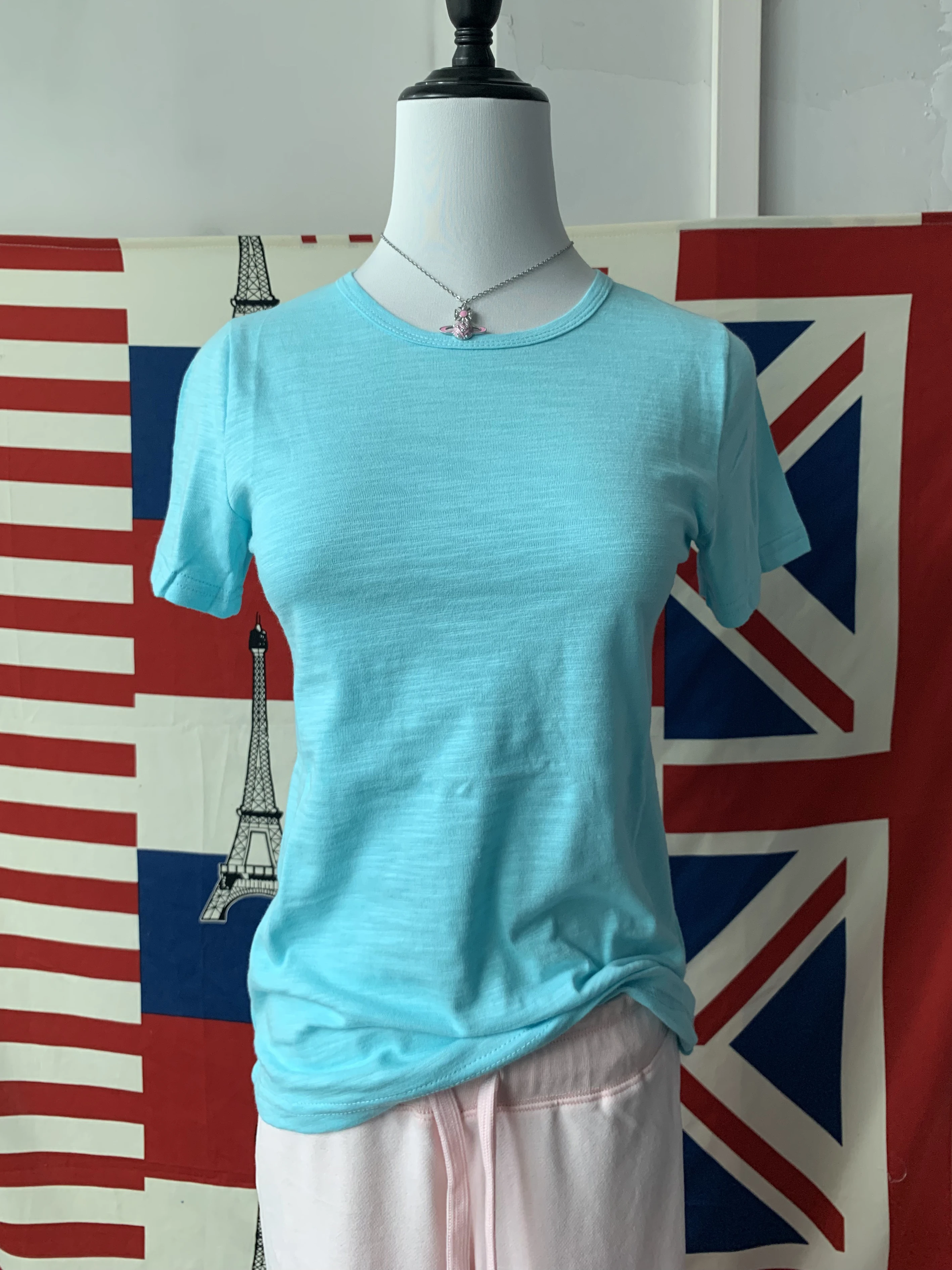 Solid Slub Cotton T-shirt Woman Summer O-neck Short Sleeve Thin Tee Tops Female Casual Simple All-match Basic Tshirt Y2k Top