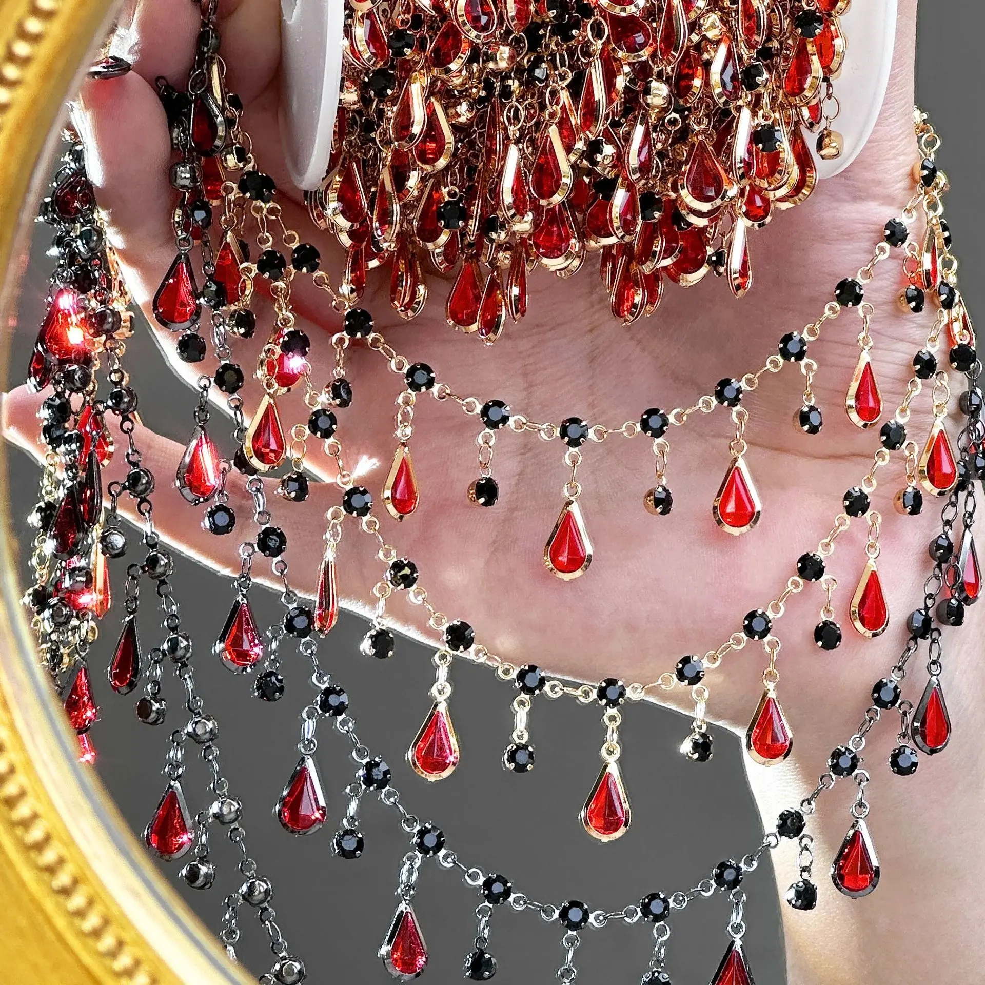 0,5/1/2 Exquisite Tropfenförmige Strass-Quaste Handgefertigte Kette DIY Halskette Armband Damen Schmuckzubehör Bekleidungsmaterialien – Detail 2