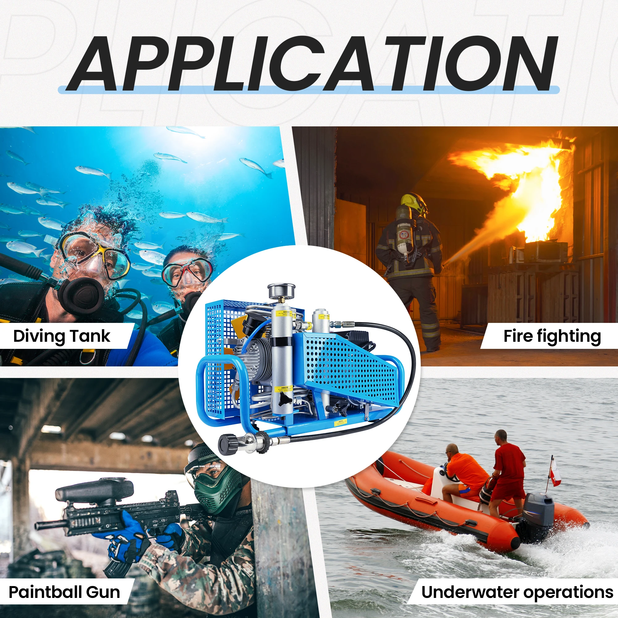 TUXING 300Bar 100L/min ダイビングPCPエアコンプレッサー 4500Psi高圧コンプレッサー PCPスキューバ充填用 0-12Lタンク TXESB041