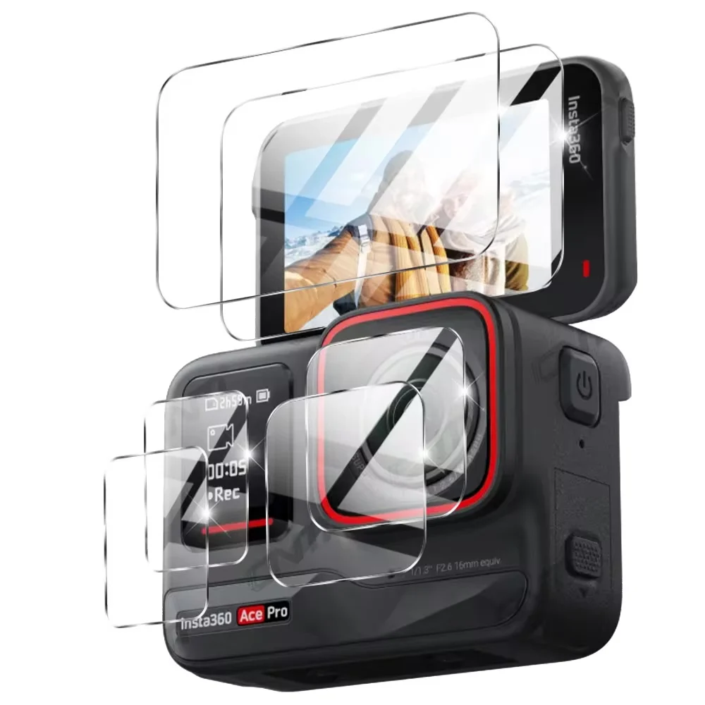 Premium Tempered Glass for Insta360 Ace Pro Screen Protector Anti-scratch Film & Camera Lens Protection Glass Accessories Set