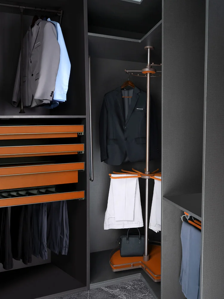 Rotating hanger 360-degree multi-functional cloakroom household three-layer clothes hanger built-in corner wardrobe hanger
