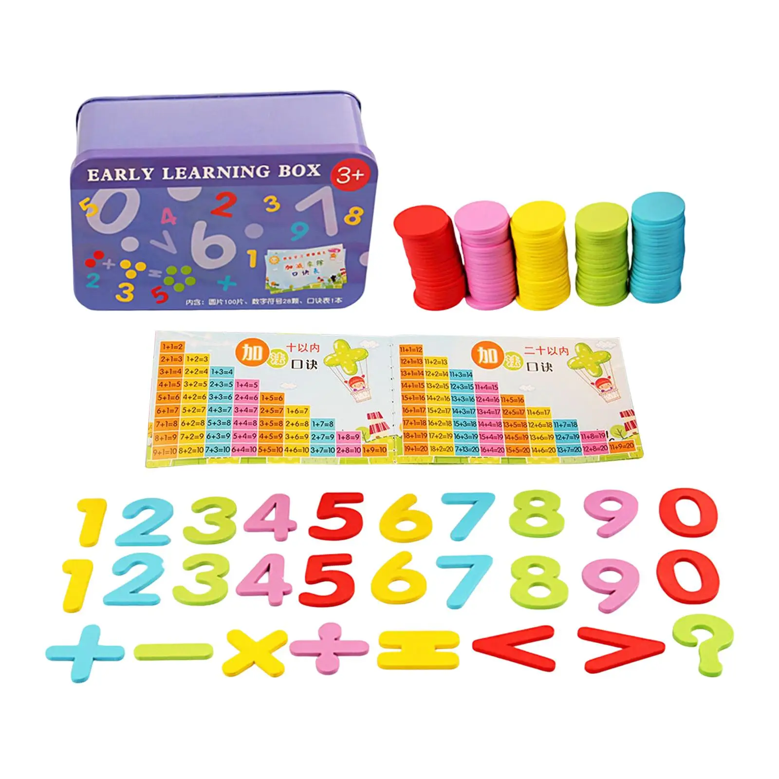 Math Learning Puzzle Toy Wooden Learning Counters Chip for Games Classroom