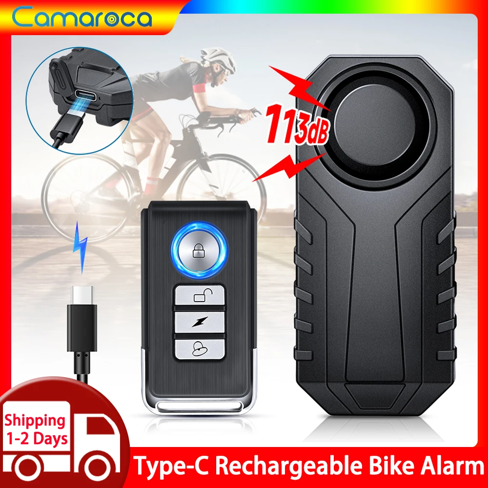 

Велосипедная сигнализация Camaroca Тип C, перезаряжаемая, 113dB, система сигнализации для велосипеда IP65, водонепроницаемая, 7 уровней чувствительности, 3 регулировки громкости