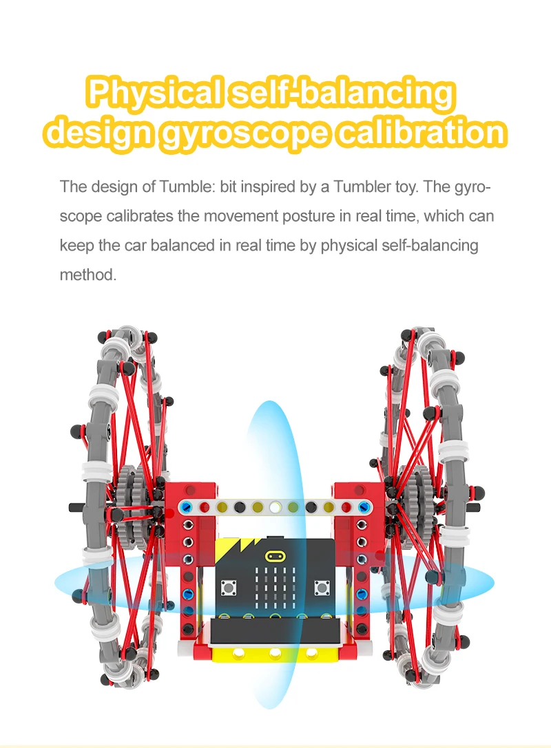 Yahboom Tumble:bit Uses MakeCode Graphical Python programming Supports Dual-system Gyroscope Calibration Equipped with Super:bit