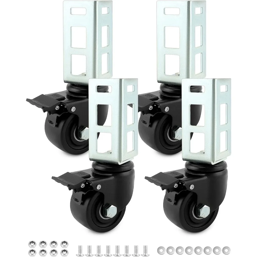 Heavy-Duty Storage Rack Caster Wheels, Set of 4, Supports Up to 1500 lbs, Compatible with Boltless Shelving Systems