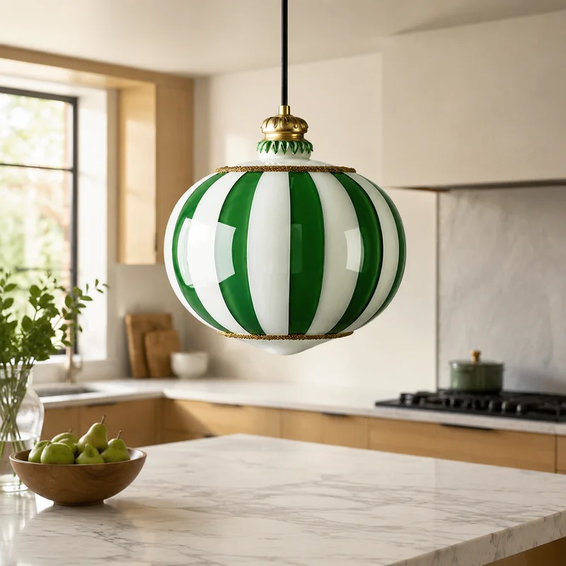Vintage Art Deco Glass Striped Globe Shade Multicolor Balloon Design For Kitchen Island Dining Room Bedroom Decor Pendant Lamp