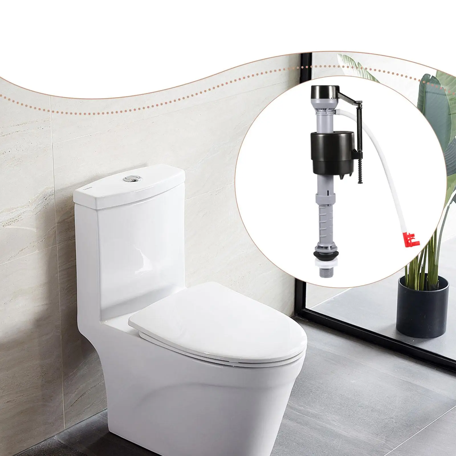 Toilet Fill Valve Easy Install Quiet Water Control Premium Plastic Spare Parts for Bathroom Tank