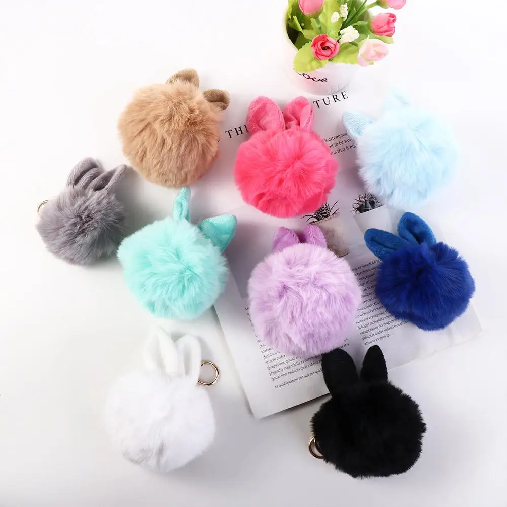 

Fancy Fluffy Woman Cute Rabbit Hair Bag Charms Bag Pendant Fur Ball Key Ring Pom Pom Key Chain Bunny Keychain