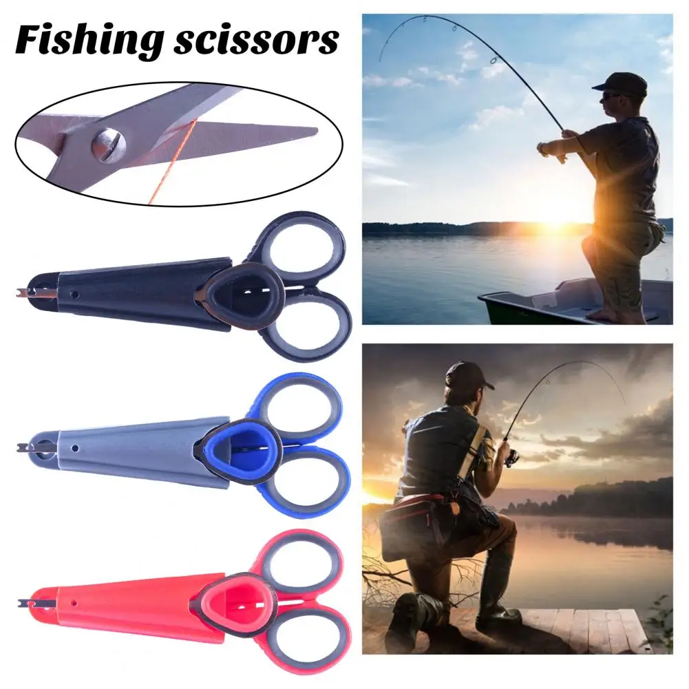 

Portable Fishing Scissors with Lanyard Bag Braided Line Cutting Scissors Multifunctional Hook Remover Folding Scissors